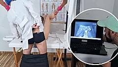 Husband takes wife to ultrasound appointment where gynecologist secretly fucks her wet pussy