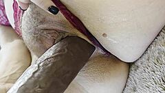 swollen hairy pussy gets pumped hard with big cock leading to female ejaculation squirting and dripping creampie in homemade outdoor amateur action with clothes ripped