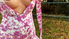 I Feel So Excited As Wife Strips And Flashes Tits Opposite Public Hotel In Outdoor Exhibition