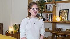 German babe luna from ersties pleasures shaved pussy using dildo and vibrator in solo session