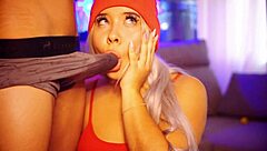 Blonde Latina Coed Obsessed with Sucking Cock Daily Until Mouth Overflows with Cum in Webcam Session