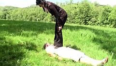 Dominant Ladies Trample Slaves In Stockings For Intense Femdom Foot Fetish