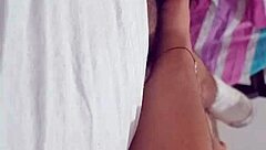 young amateur enjoys groping her neighbor's thick cock alone at home