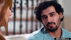 curvy redhead milf guides young guy through intense fucking session with oral delights