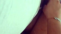 young amateur enjoys groping her neighbor's thick cock alone at home