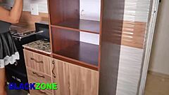 Sexy curvy woman in the kitchen