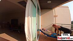 Oh yeah, petite Thai teen nympho, ride that big white cock outdoor like a pro!