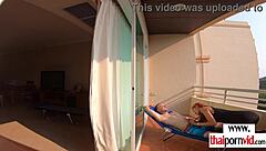 Oh yeah, petite Thai teen nympho, ride that big white cock outdoor like a pro!