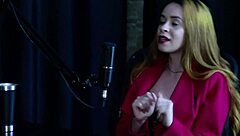 Compilation of jhocy in preliminares podcast featuring bia hot in sheer red lingerie group play.