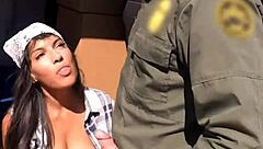 Black Hot Latina Gives Sensual Blowjob With Cumshot After Acrobatic Striptease In Uniform