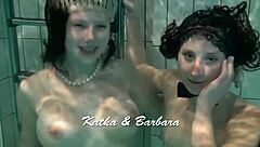 Hey, check out these bouncing tits on lesbians Katka and Barbara getting wild in the pool underwater!
