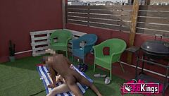 Nadja seduces her hot neighbor and gets surprised by his massive cock during intense blowjob session