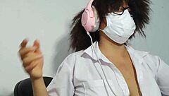 i feel so aroused as a beautiful latina student singing and doing homework excitedly