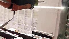 Mexican woman with big ass walks through the supermarket showing her curves