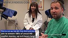 Human Guinea Pigs - Eliza Sheilds Curly Brunette in Latex Gloves and Shaved Pussy