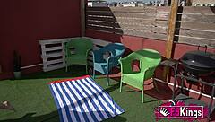 Nadja seduces her hot neighbor and gets surprised by his massive cock during intense blowjob session