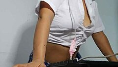 i feel so aroused as a beautiful latina student singing and doing homework excitedly