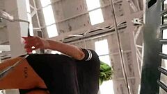 Mexican woman with big ass walks through the supermarket showing her curves