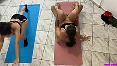 Yoga instructor trains two beautiful young Latinas then tricks them into intense anal with his monster cock