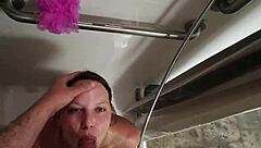 Hey, ever tried a POV public shower blowjob behind the scenes with a hot curvy wife and her big natural tits?