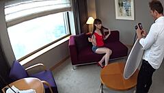 in a secretive photoshoot session, the tall japanese college student with big natural tits auditions as a model for the first time.