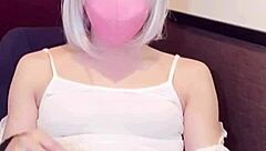 masked beauty crossdresser masturbates while streaming!