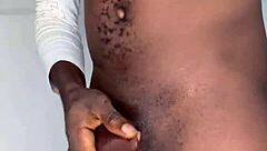 Powerful Ninja Man Strokes Massive Black Cock Until Explosive Cumshot