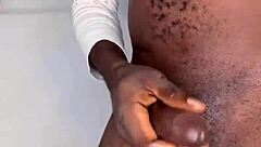 Powerful Ninja Man Strokes Massive Black Cock Until Explosive Cumshot