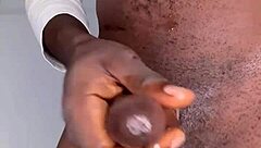 Powerful Ninja Man Strokes Massive Black Cock Until Explosive Cumshot