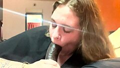 Crazy sloppy toppy blowjob from tall fat bbw with big black cock in interracial doggystyle bdsm