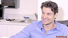 alura gives blowjob to office mate with big cock before fucking him hard in office hardcore