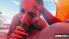 descriptive pornstar gia lovely gives ball licking blowjob to big black cock on public beach