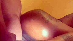 What happens when hot ebony babe takes big black cock for creamy living room pounding?