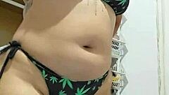 raw young exhibitionist dances flashing natural tits and shakes ass for thick cock to stretch her tight hole wide.