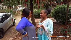 curvy amateur bbw ebony lesbians grind and lick while sharing double dildo in homemade session