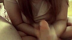 Seductive whore shares homemade blowjob on monster big cock