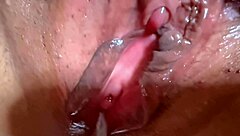 Amateur milf couple dives into wet pussy licking and cock pounding. she screams during close-up creampie in shaved virgin-like hole after 198 days.