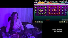 Brunette bbw with big natural tits strips naked in remastered play through part 3