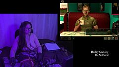 Brunette bbw with big natural tits strips naked in remastered play through part 3