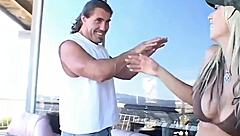 Blonde Brittney Skye bangs muscular stud and gets massive facial cumshot