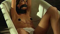 Hard Lesbian Doggystyle Strapon Penetration Punishes Bound Slave by Dominant Madame