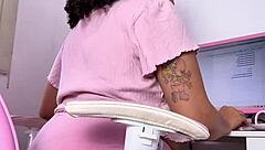 Curvy Ebony Babe Farting and Eating in Homemade Solo Fetish Display