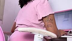 Curvy Ebony Babe Farting and Eating in Homemade Solo Fetish Display