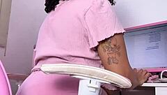 Curvy Ebony Babe Farting and Eating in Homemade Solo Fetish Display