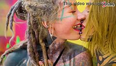 split tongue lesbians dive into tattooed toy play with anal and atm