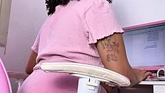 Curvy Ebony Babe Farting and Eating in Homemade Solo Fetish Display