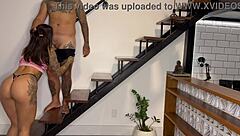 hey, the neighbor's woman loves when i rub cream and fuck her on the stairs in cowgirl and missionary