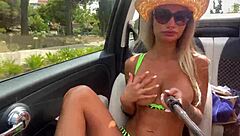 Monika fox strips naked and drives around the city in a car