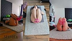 Oh wow I mean triple the fun watching me sweat in this triple cam view during my naked yoga session!