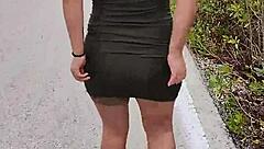 horny mexican prostitute showing ass and natural tits on public road in latina style